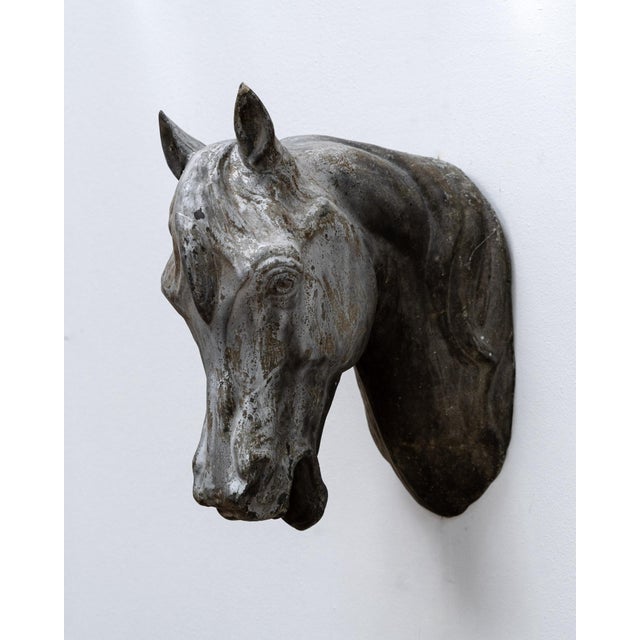 Rustic Antique Zinc Horse Head, 1900 For Sale - Image 3 of 7