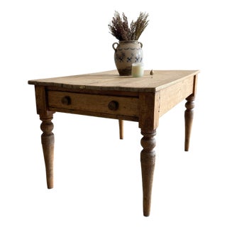 Antique English Pine Farm Table For Sale