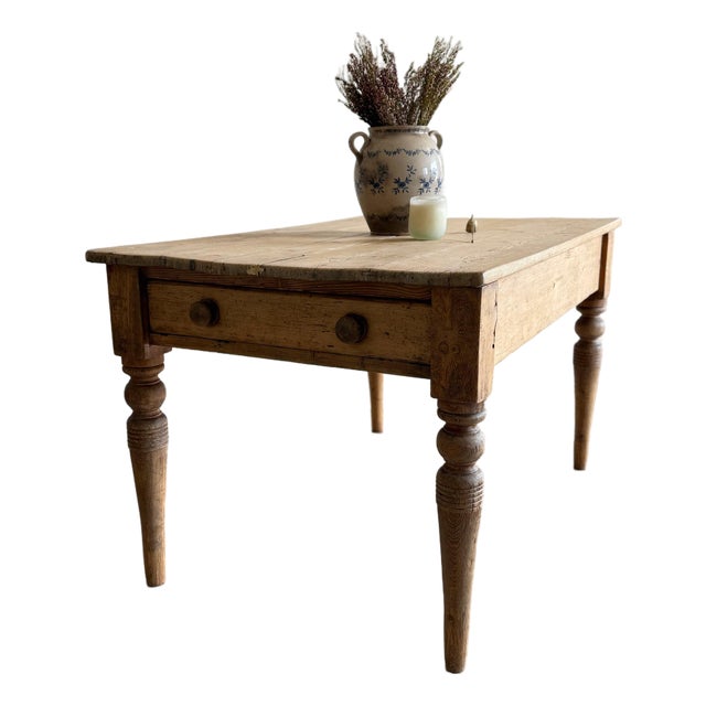 Antique English Pine Farm Table For Sale