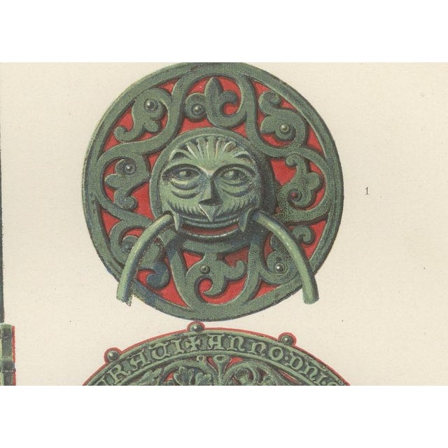 Ferdinand Séré, Lion Head Door Knockers, Lüneburg and Hamburg, 1851, Chromolithograph For Sale - Image 4 of 9