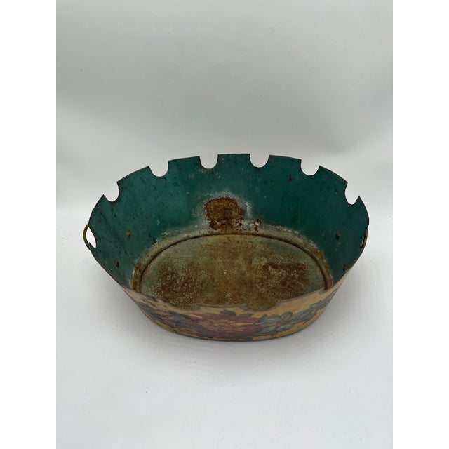 Metal Vintage Tole Cachepot For Sale - Image 7 of 9