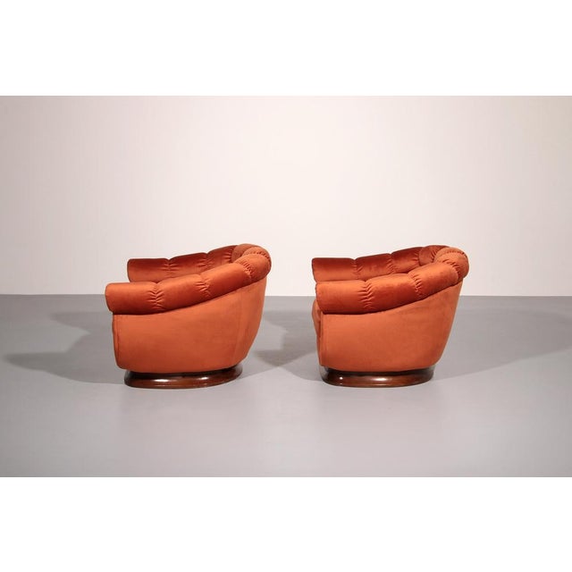 1950s Italian Lounge Chairs in Orange Copper Velvet, 1950s, Set of 2 For Sale - Image 5 of 11