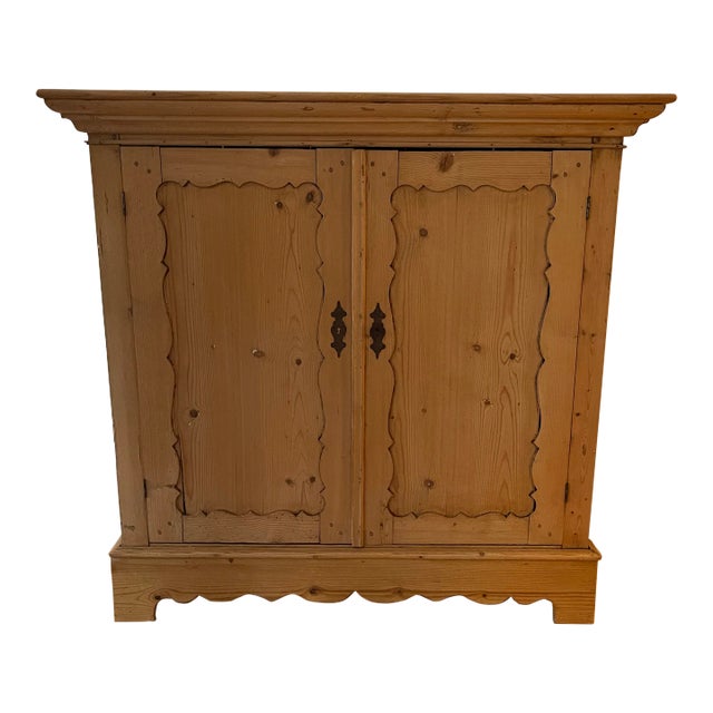 Antique Pine Two Door Storage Cupboard Cabinet For Sale