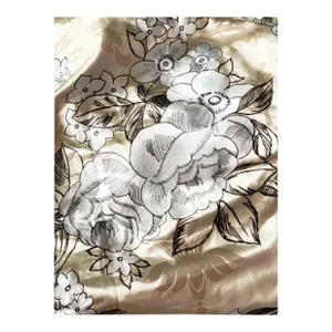 Vintage Embroidered Silk Charmeuse Fabric, White Floral Champagne Taupe, Rare - 7 Yards