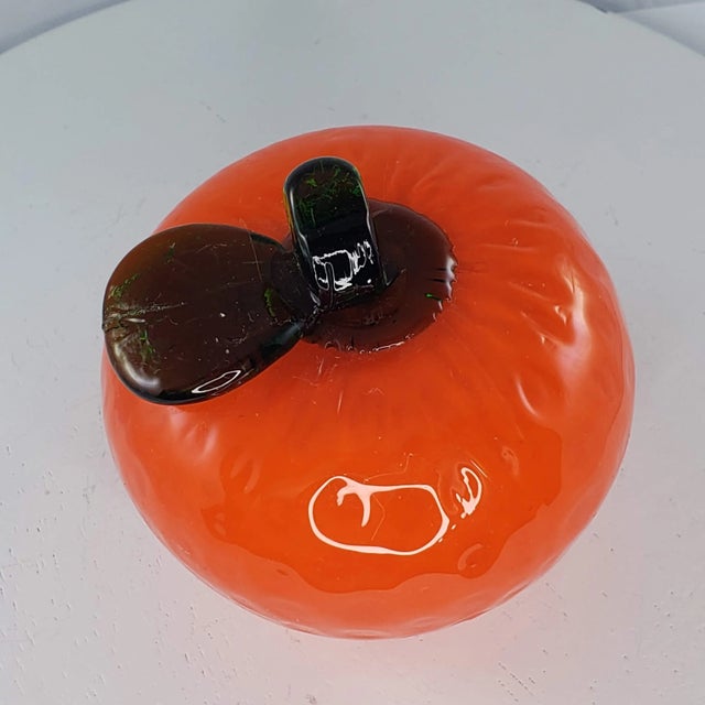 Art Glass Orange Citrus Fruit Fake Faux Home Decor Paper Weight For Sale - Image 4 of 7
