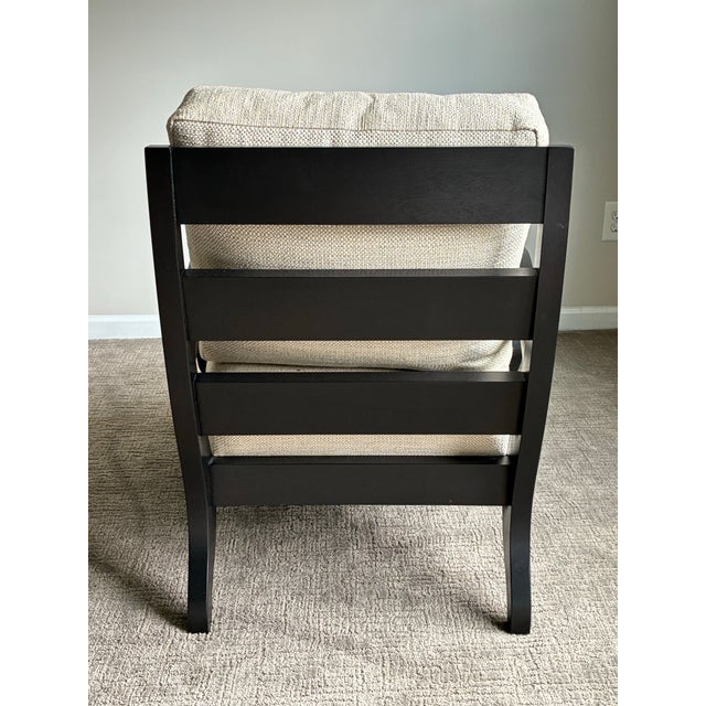 Late 20th Century Pair of Late 20th Century Scroll Arm Lounge Chairs in Ebonized Wood For Sale - Image 5 of 7