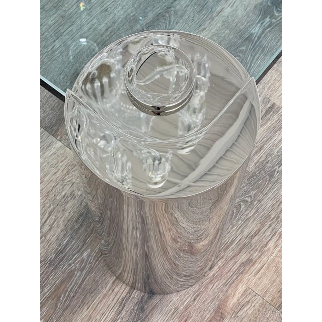 Mid-Century Modern Karl Springer Signed Chrome Coffee, Cocktail Table, Glass Top For Sale - Image 10 of 13