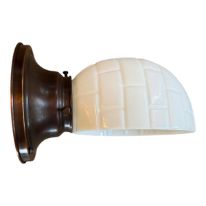 Vintage Mid Century Subway Milk Glass Wall Sconce