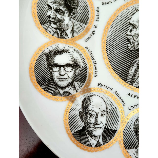 Piero Fornasetti Piero Fornasetti Nobel Prize Porcelain Plate, 1974 For Sale - Image 4 of 8
