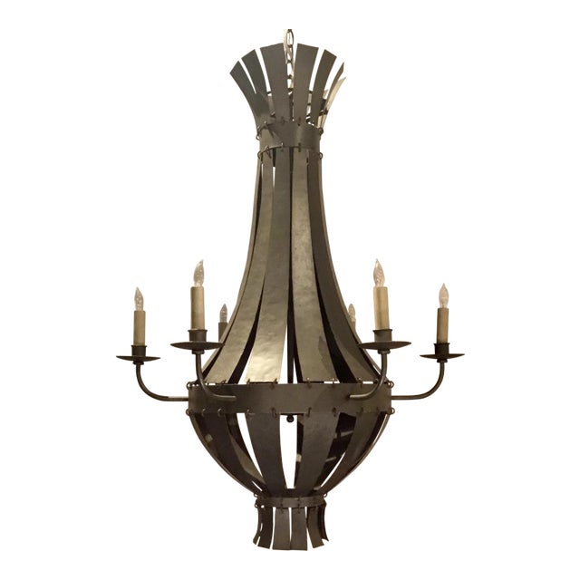 Currey & Co. Industrial Leopold II Metal Chandelier For Sale