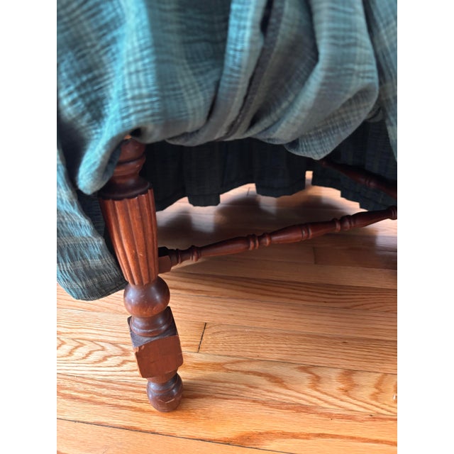 Early 20th Century Striped Green Skirted Chair For Sale - Image 11 of 12