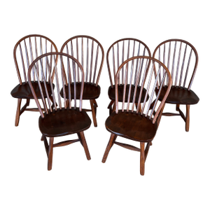 Hunt Country Furniture Hoop Back Oak & Pine Side Chairs - Set of 6