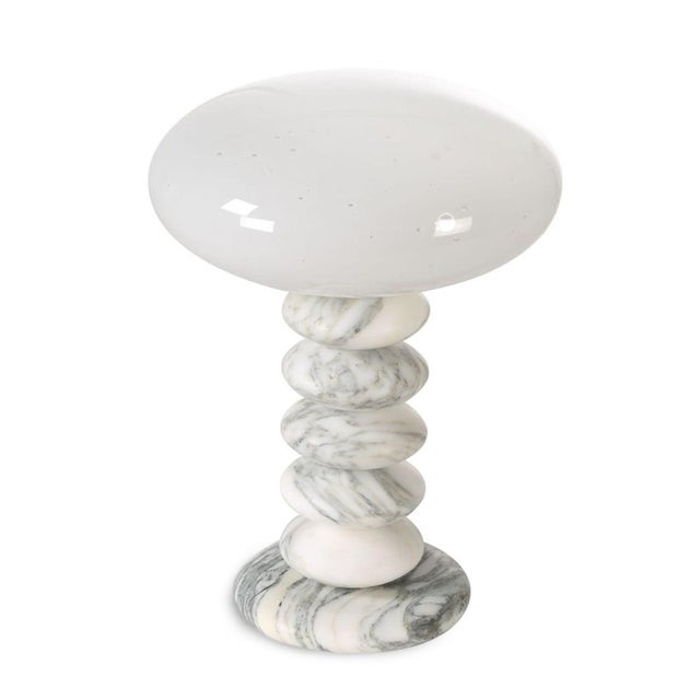 Stacked Marble Stone Mini Table Lamp For Sale - Image 4 of 6