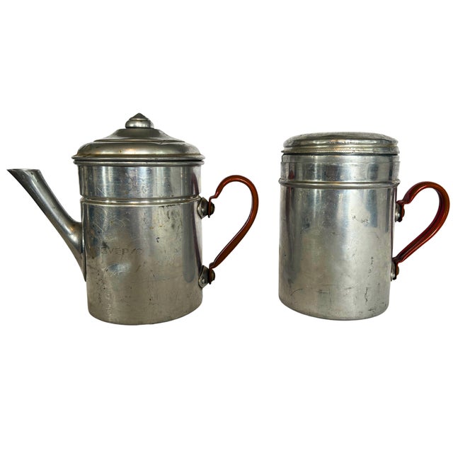 Vintage French Drip Percolator and Coffee Pot in Aluminum from Reverso, 1950s, Set of 2 For Sale - Image 10 of 10