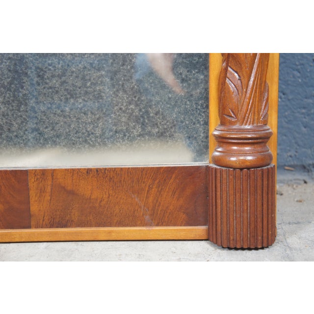 Antique Federal Carved Mahogany Trumeau Pier Mantel Mirror For Sale - Image 10 of 12