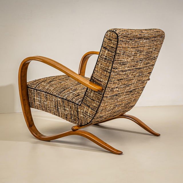 1930s Pair of H-269 Lounge Chairs by Jindřich Halabala, Czechia, 1930s For Sale - Image 5 of 6