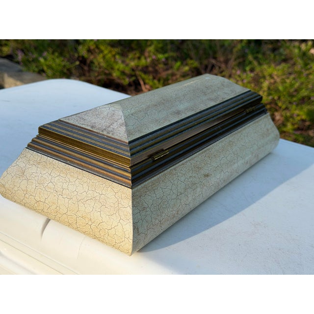 Vintage Crackled Parchment Decorative Box For Sale - Image 9 of 12