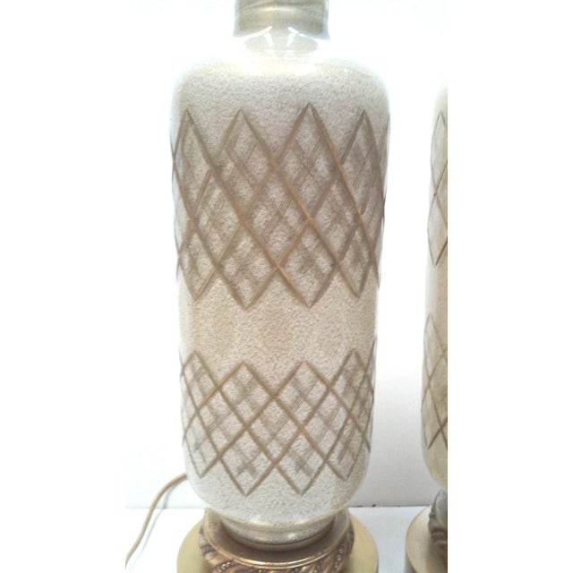 The Marbro Lamp Company 1950’s Gold Murano Lamps Cut Glass Table Lamps Hollywood Regency a Pair For Sale - Image 4 of 11