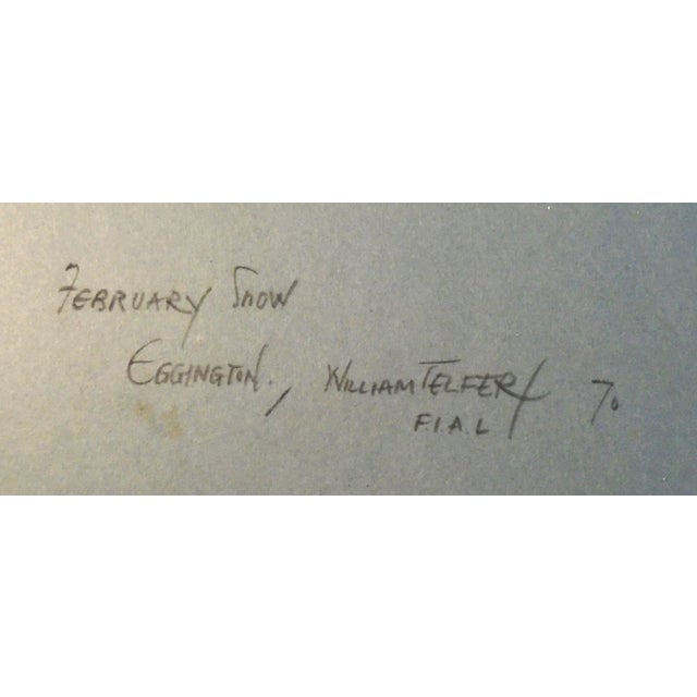 "February Snow, Eggington - 1970", Vintage Original Watercolor Painting For Sale - Image 4 of 5