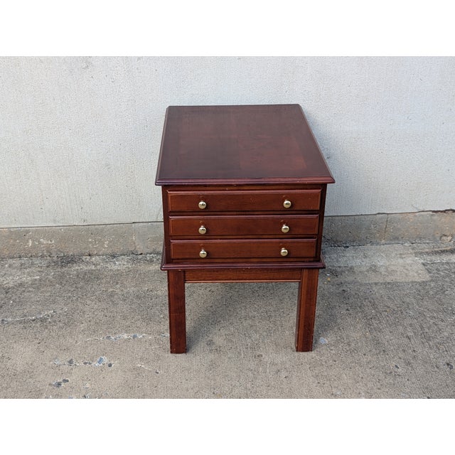 Vintage Allen Classics Mahogany Side Table Cabinet With 3 Tray Tables For Sale - Image 9 of 11