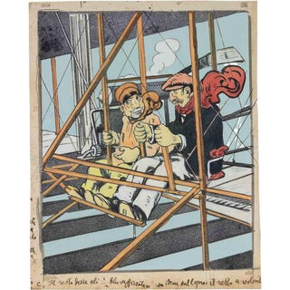 Gabriele Galantara, Two Men, 1909, Watercolor For Sale