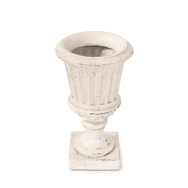 Add classical charm to your decor with this distressed white architectural column urn. Perfect for bookshelves, consoles,...