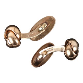 14 Kt Gold Knot Motif Cufflinks by Bernhard Hertz For Sale
