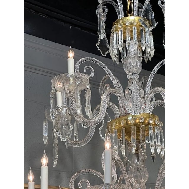 Italian Twist Glass Chandelier For Sale - Image 4 of 9