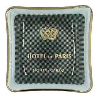 Vintage Hotel De Paris Monte Carlo Monaco French Riviera Glass Ashtray For Sale