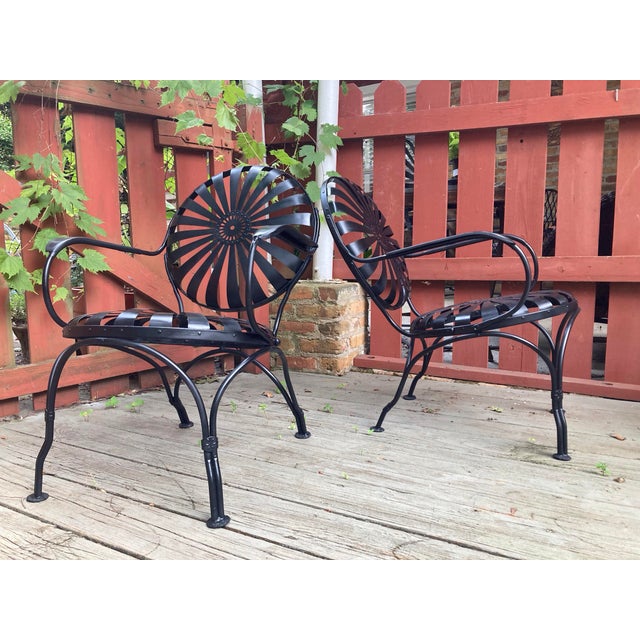 Metal Francois Carre Antique Petite Patio Loungers - Set of 2, Attributed For Sale - Image 7 of 11