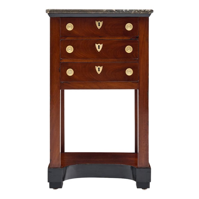 French Consulat Empire Mahogany Side Table With Black Marble Top, Circa 1805 For Sale