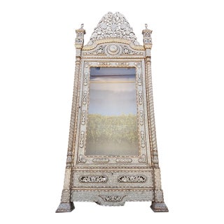 Late 19th-Century Mother-of-Pearl and Bone Inlaid Vitrine Cabinet For Sale