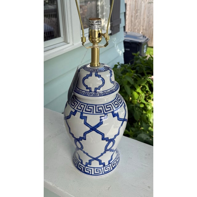 Blue and White Ginger Jar Table Lamps - A Pair For Sale In New York - Image 6 of 9