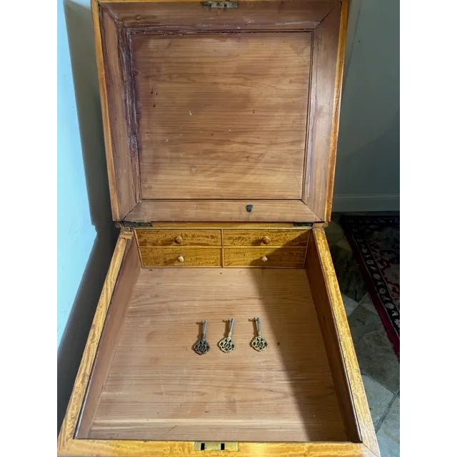 1940s 19th Century William IV Walnut & Leather Satinwood Davenport Antique Desk For Sale - Image 5 of 11