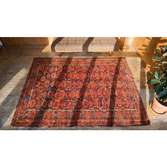 1860s Red Floral Antique Central Asian Baluch-Turkman Ersari Rug 4'4" X 8'10" Handknotted Wool Carpet For Sale In New York - Image 6 of 7