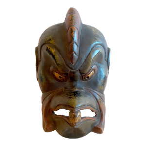 Japanese Carved Wood and Lacquer Gigaku Karura Tengu Mask