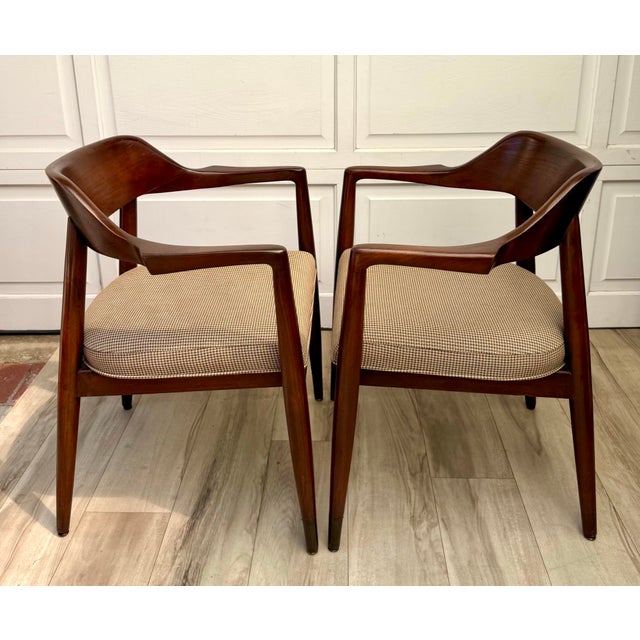 Wood Pair of 1960s Gold Desk & Safe Co. Sculpted Wood Mid-Century Armchairs For Sale - Image 7 of 18