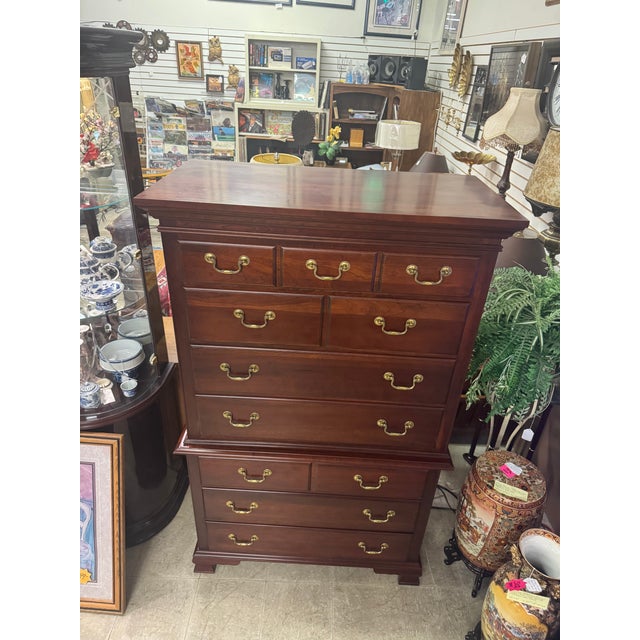 1990s 1990s Pennsylvania House Chippendale Style 2pc. Cherry Highboy 7 Drawer Chest For Sale - Image 5 of 18