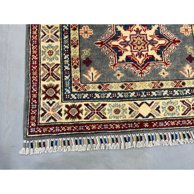 Charcoal Gray, Cream and Red Kazak Wool Runner Rug, 2'8" X 9'6" For Sale - Image 14 of 17