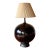 Mid 20th Century Mid Century Modern XL Black Ceramic and Walnut Sphere Table Lamp For Sale
