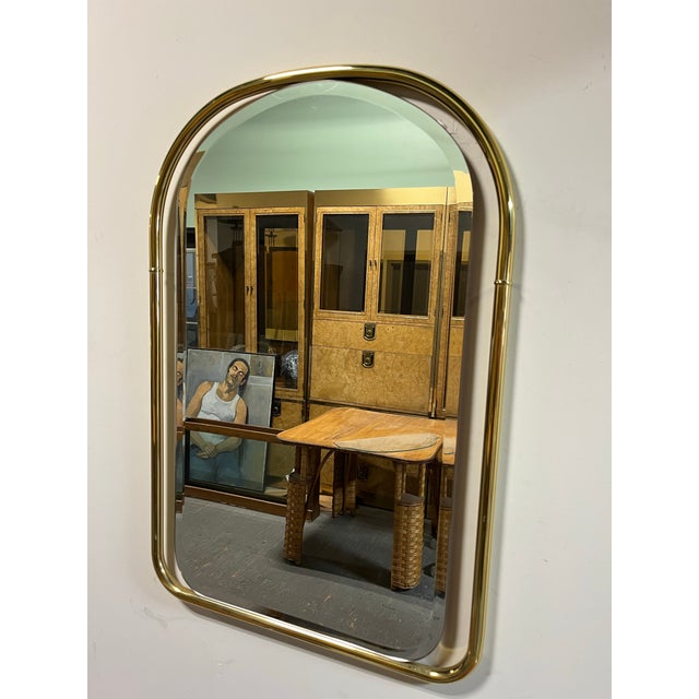 1960s Mid Century Modern Brass Arched Wall Mirror 1960's For Sale - Image 5 of 7