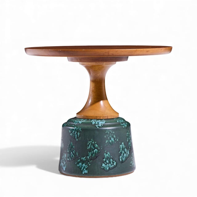 Drexel John Van Koert for Drexel Mid Century Green Ceramic and Walnut Side End Tables - Pair For Sale - Image 4 of 11