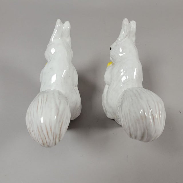 Pair of Italian White Glazed Terracotta Squirrel Figurines For Sale In Raleigh - Image 6 of 7