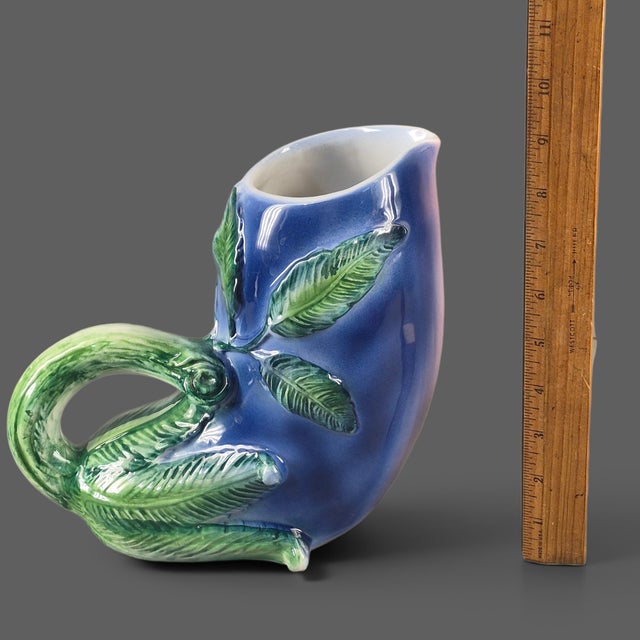 Vintage Hand Painted Ceramic Made in Italy Eggplant Form Aubergine Pitcher For Sale - Image 4 of 8