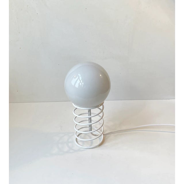 1980s Danish White Minimalist Spring Table Lamp from Bel, 1980s For Sale - Image 5 of 8