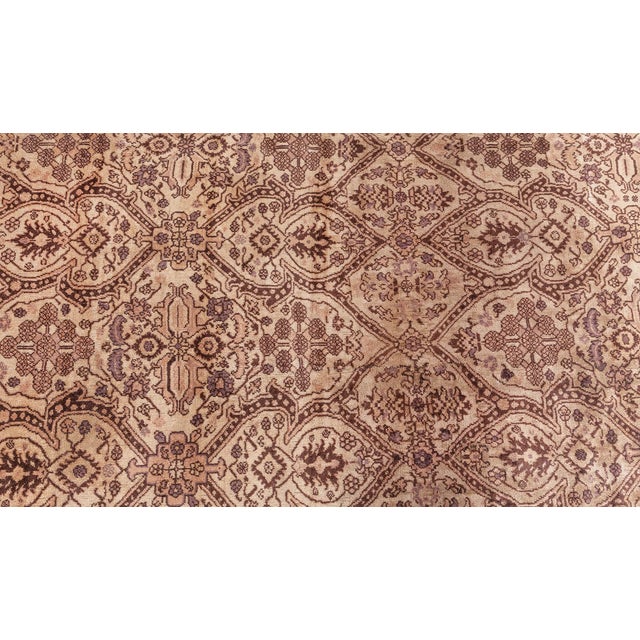 Early 20th Century Fine Antique Indian Amritsar Brown Carpet For Sale - Image 5 of 10