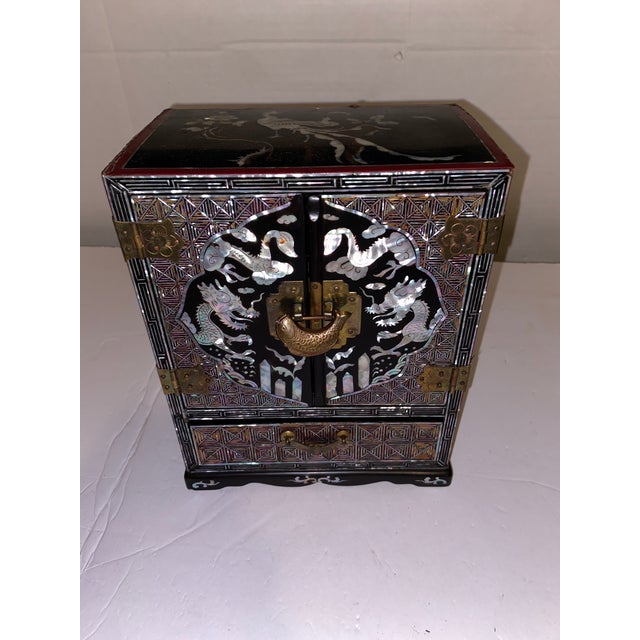 Vintage Korean Jewelry Box Black Lacquer With Mother of Pearl Inlay Chairish