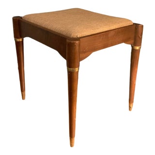 Vintage Walnut Vanity Bench Stool For Sale