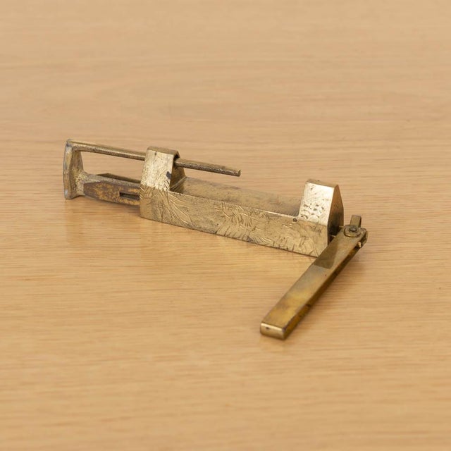 Antique Engraved Brass Chinese Padlock For Sale - Image 13 of 17