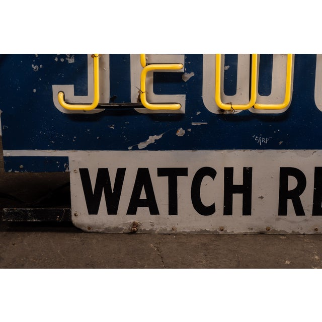 Vintage "Johnson's Jeweler-Watch Repairing" Double-Sided Neon Sign For Sale - Image 11 of 17
